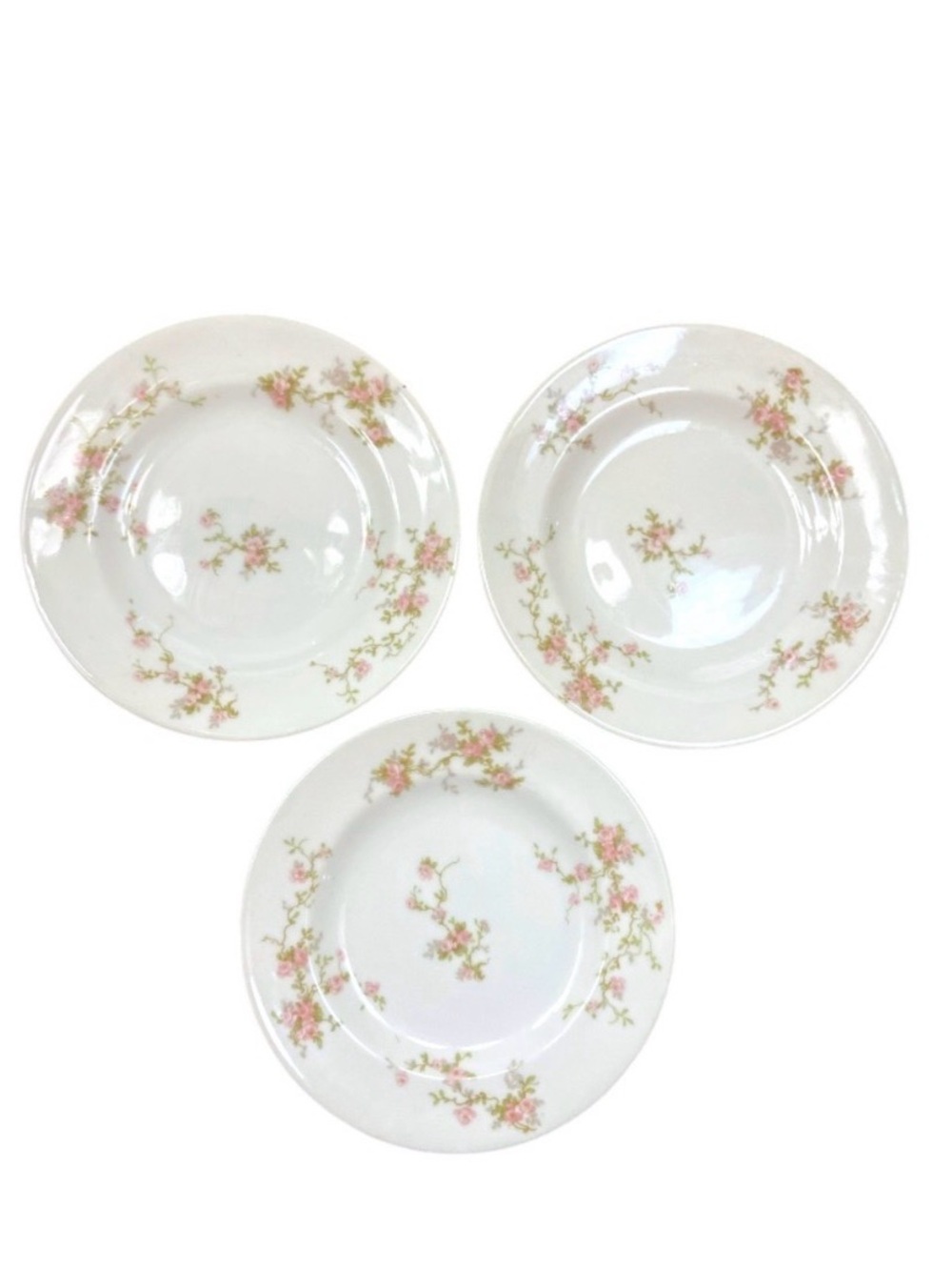 Vintage Theodore Haviland Limoges France Pink Floral Dessert‎ Plates Set of 3